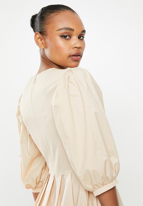 MILLA - Tuck detail midi dress - stone