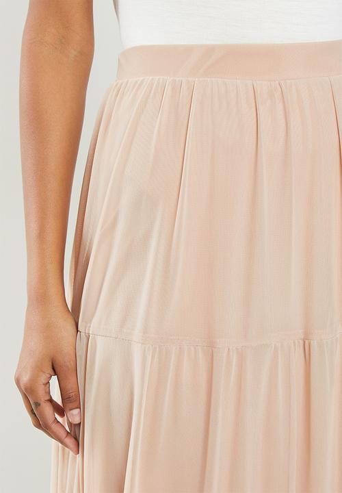 MILLA - Mesh tiered skirt - nude