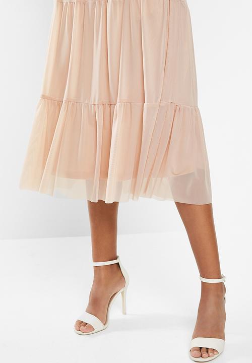 MILLA - Mesh tiered skirt - nude
