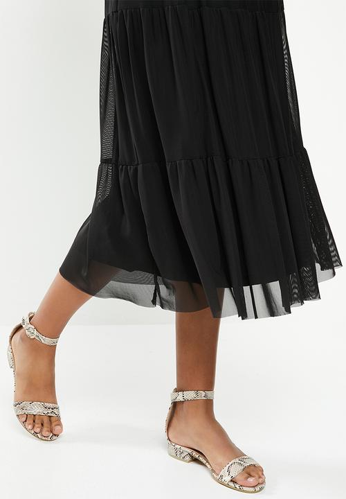 MILLA - Mesh tiered skirt - black