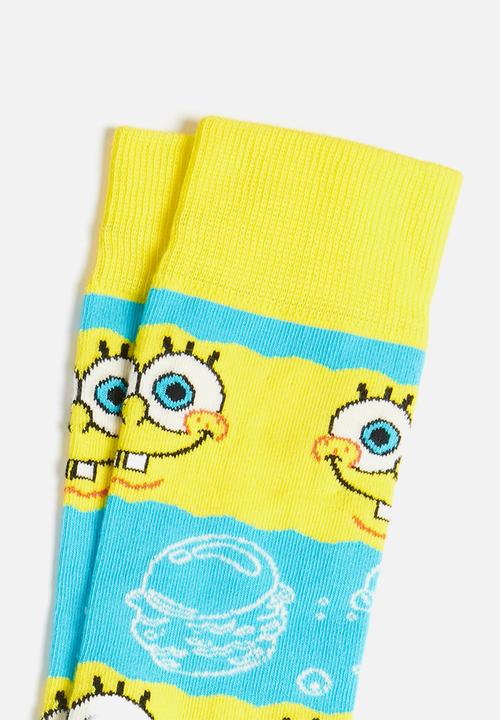 Happy Socks - Sponge bob say cheese burger sock - yellow & blue 