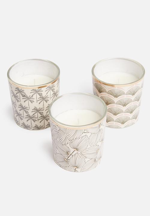 H&S - Printed candle set of 3