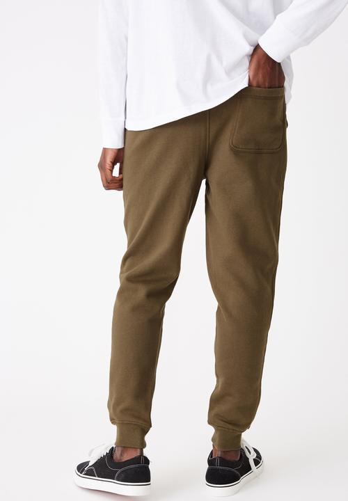 Cotton On - Trippy slim trackie - army green