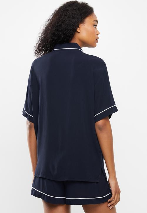 Superbalist - Sleep shirt & shorts set - navy and white
