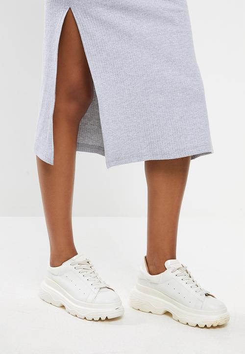 Missguided - Maternity soft rib split side belted midi dress - grey
