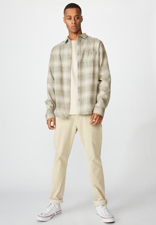 Cotton On - Rugged long sleeve shirt - grey & ecru 