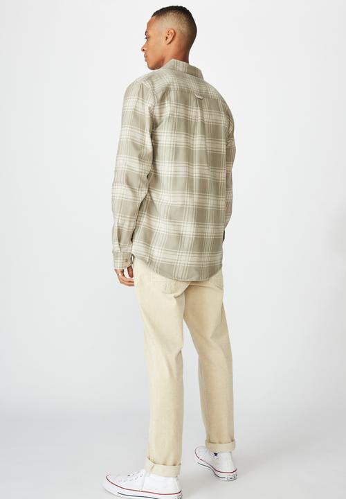 Cotton On - Rugged long sleeve shirt - grey & ecru 