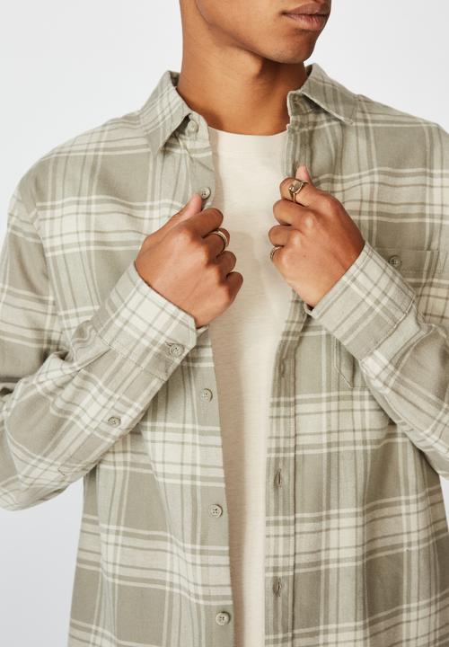 Cotton On - Rugged long sleeve shirt - grey & ecru 