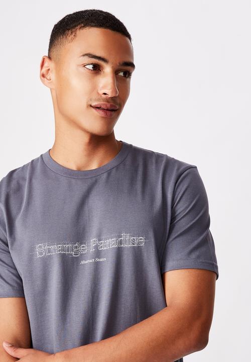 Cotton On - Tbar text T-shirt - dusty denim
