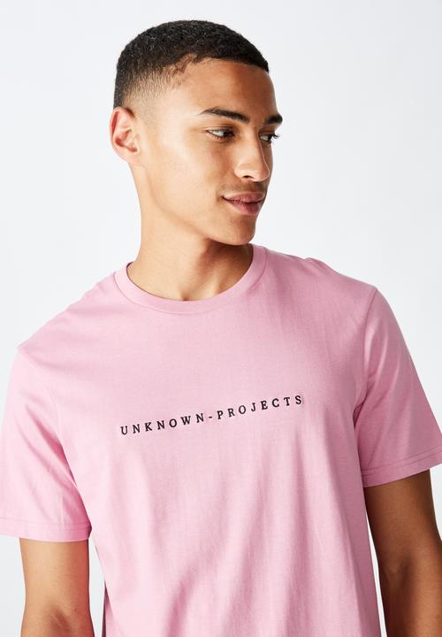 Cotton On - Tbar text T-shirt - faded fuschia