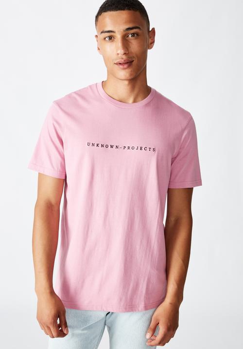 Cotton On - Tbar text T-shirt - faded fuschia