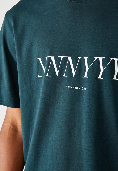 Cotton On - Tbar text T-shirt - teal 