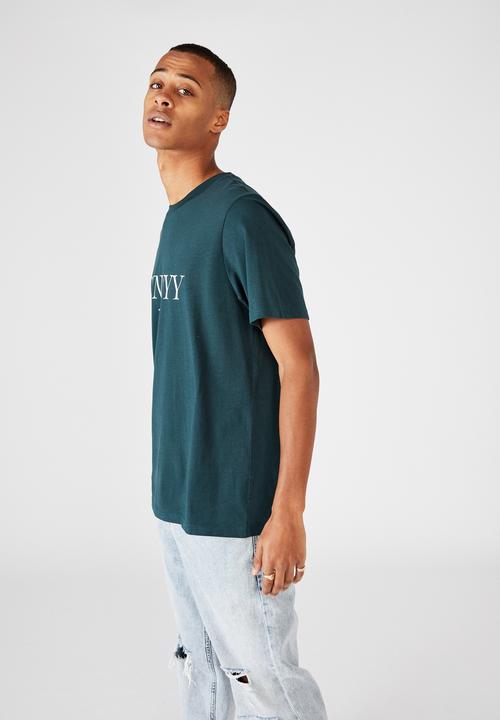 Cotton On - Tbar text T-shirt - teal 