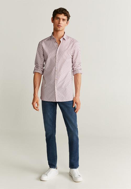 MANGO - Pixel shirt - white & pink 