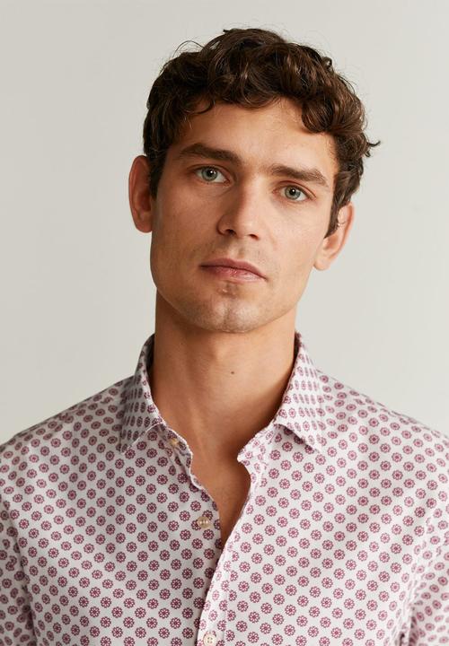 MANGO - Pixel shirt - white & pink 