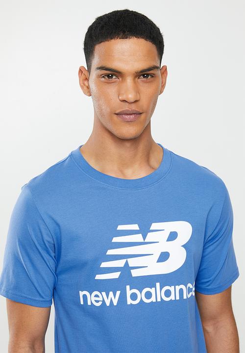 New Balance  - New Balance essentials stacked logo tee - blue