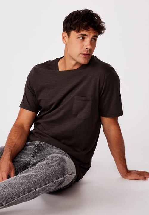 Cotton On - Slub crew neck tee - washed black