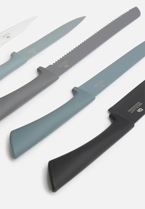 Excellent Houseware - Knife set in stand - grey ombre 
