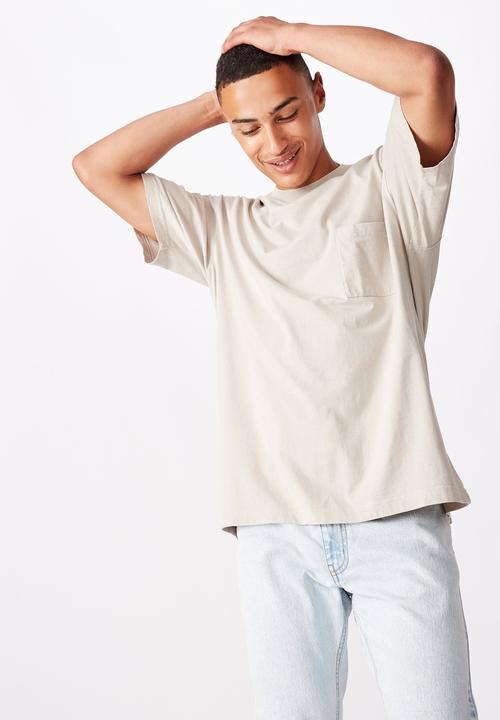 Cotton On - Loose fit washed pocket tee - light smoke