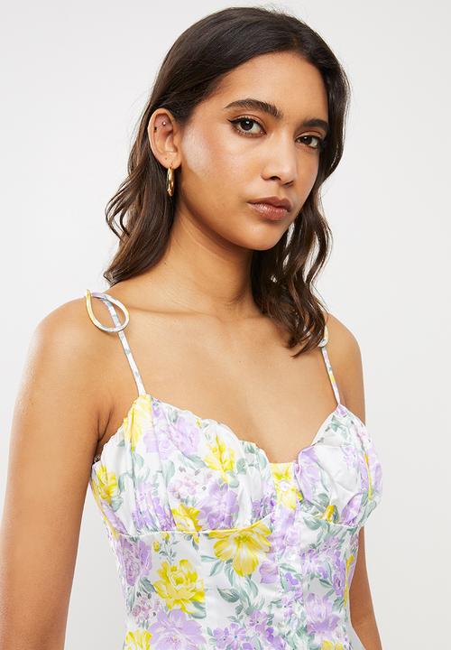 Glamorous - Sateen mini dress with shoulder ties - multi