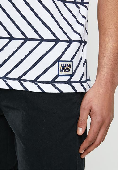 Mami Wata - Striped chevron tee - blue & white