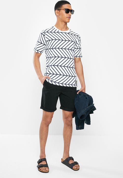 Mami Wata - Striped chevron tee - blue & white