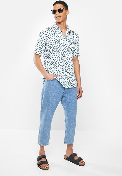 Mami Wata - Bananas regular fit shirt - white & blue