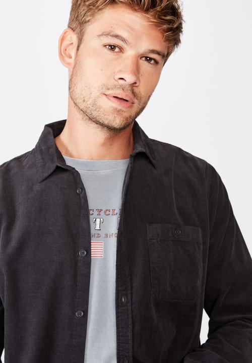 Cotton On - Vintage cord shirt - black
