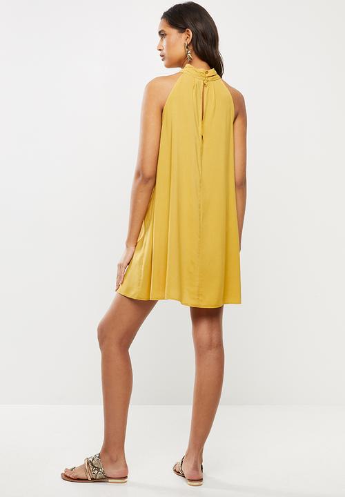 VELVET - Challis halter trapeze mini dress - yellow 