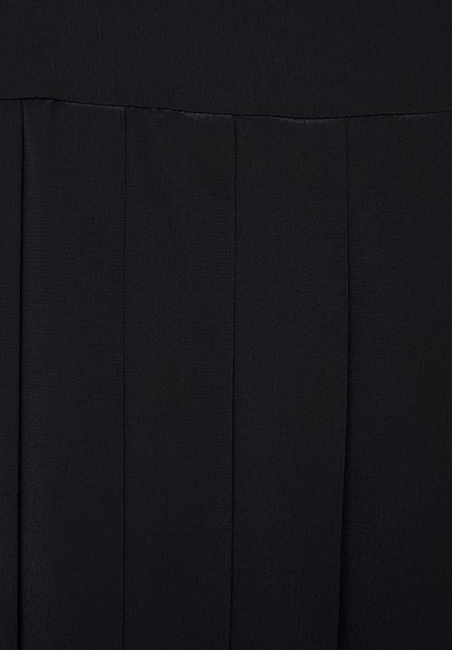 VELVET - Pleated midi skirt - black