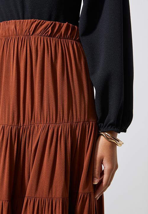 Superbalist - Tiered midi skirt  - rust