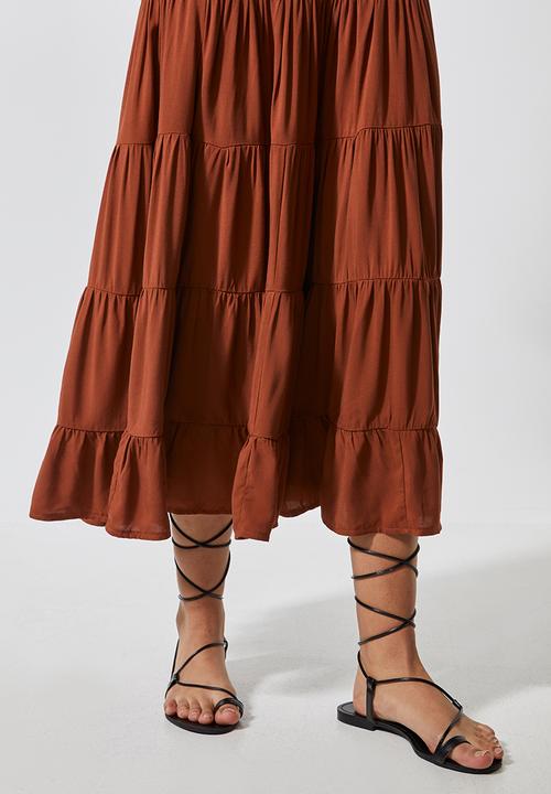 Superbalist - Tiered midi skirt  - rust