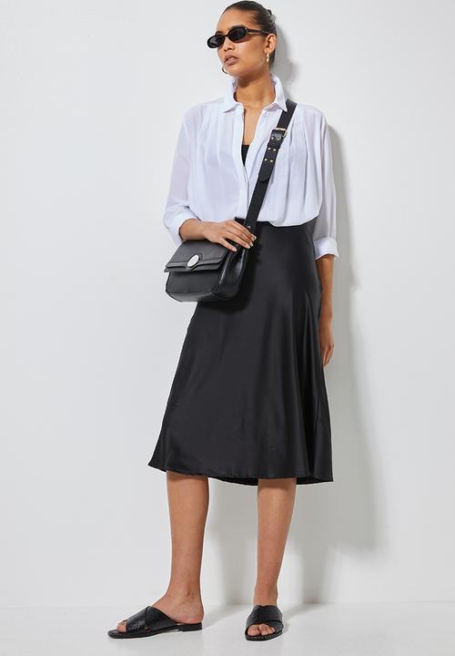Superbalist - Bias midi slip skirt - black