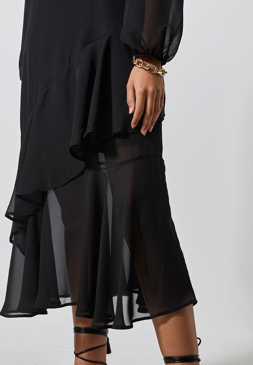 Superbalist - Asymmetric ruffle femme dress - black