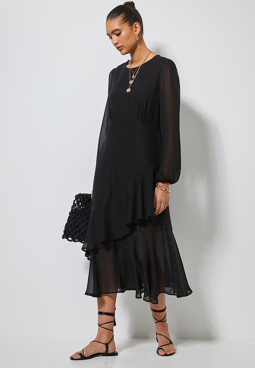 Superbalist - Asymmetric ruffle femme dress - black