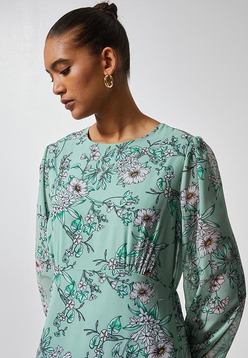 Superbalist - Asymmetric ruffle femme dress - sage floral