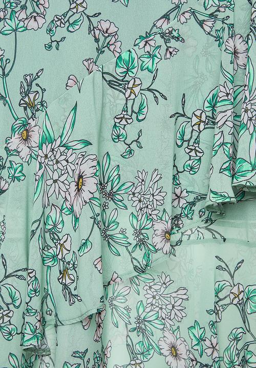 Superbalist - Asymmetric ruffle femme dress - sage floral