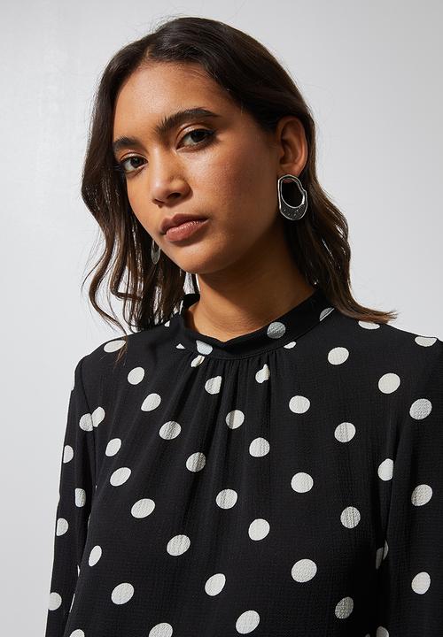 Superbalist - High neck tiered dress - black & white