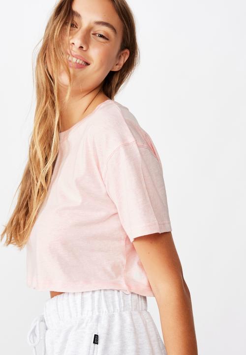 Cotton On - Active cropped T- shirt - pink sherbet marle