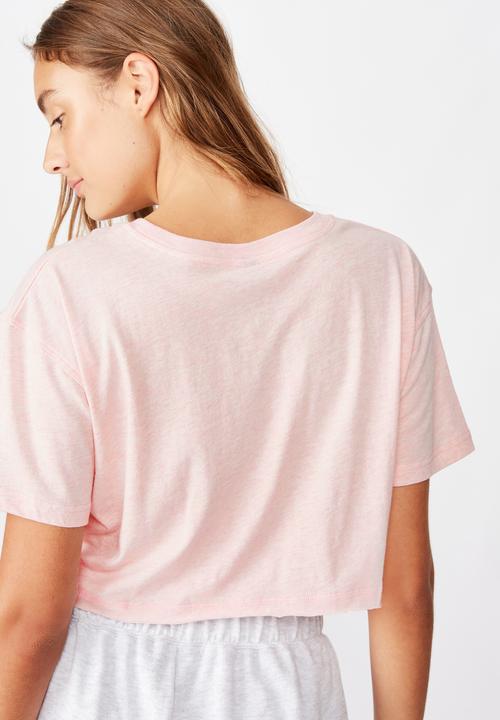 Cotton On - Active cropped T- shirt - pink sherbet marle