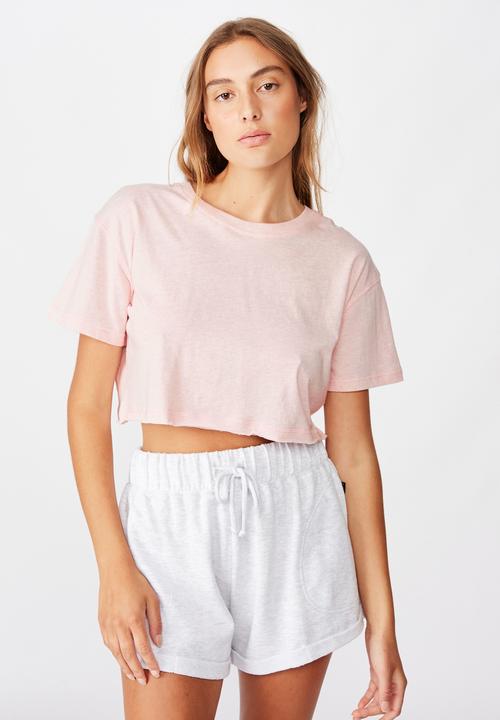 Cotton On - Active cropped T- shirt - pink sherbet marle