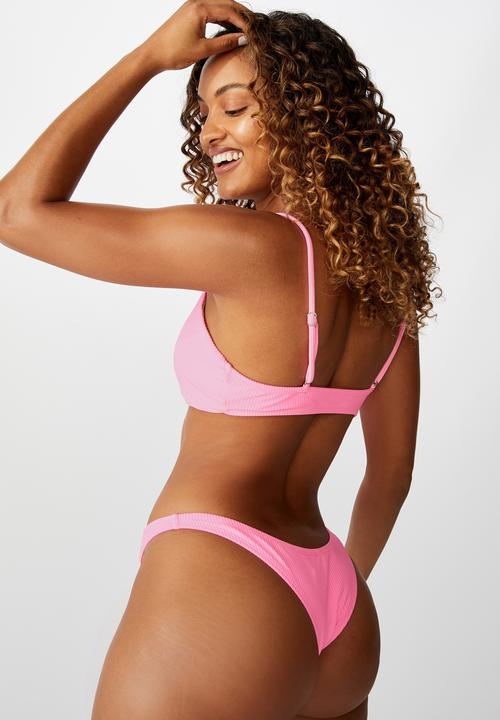 Cotton On - High side brazilian bikini bottom - pink pop rib