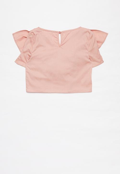Superbalist - Cropped ruffle top - pink 