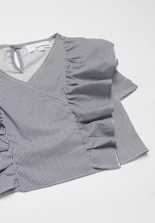 Superbalist - Striped ruffle top - navy & white 