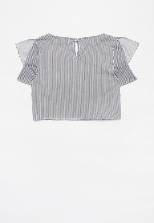 Superbalist - Striped ruffle top - navy & white 