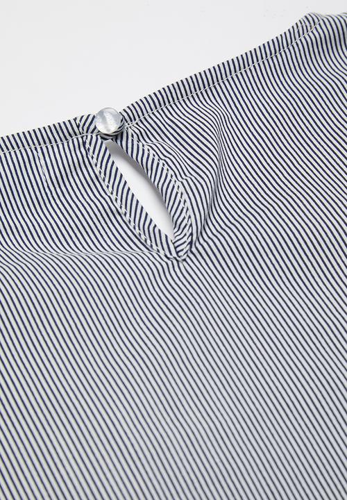 Superbalist - Striped ruffle top - navy & white 