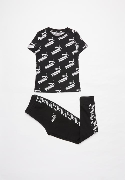 PUMA - Amplified all over print tee g puma black - black & white