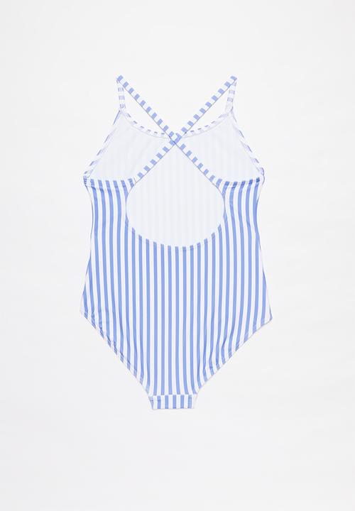 Rebel Republic - Stripe one piece swimsuit - blue & white