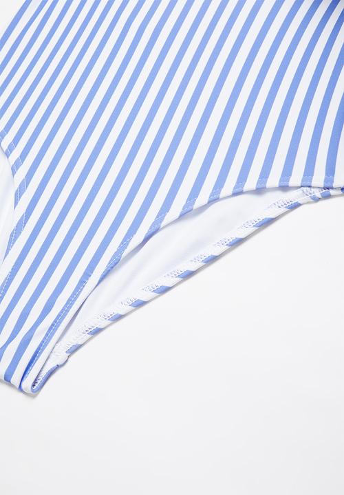 Rebel Republic - Stripe one piece swimsuit - blue & white