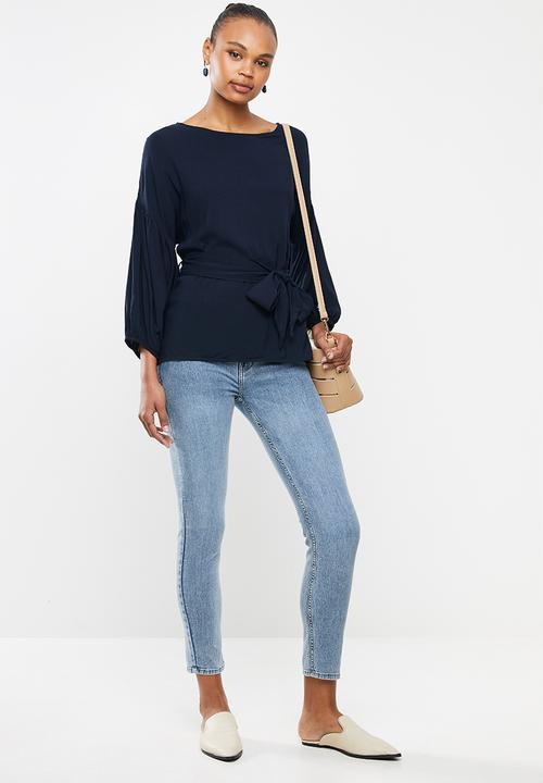 edit - Lantern sleeve blouse - navy
